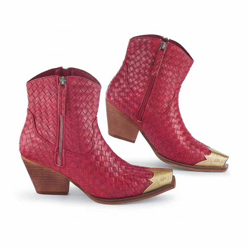 NEW VERY G women's dolly basketweave boots in red